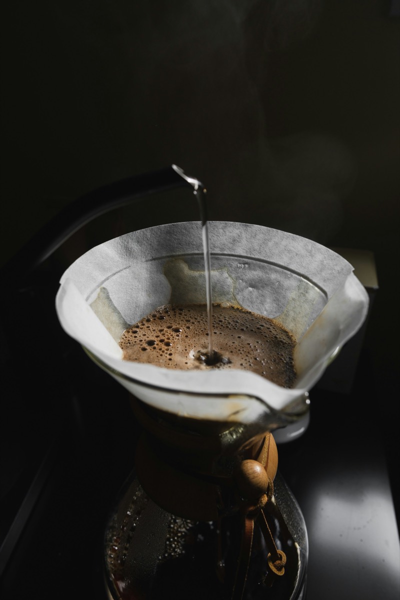 Pour-over coffee mid-brew