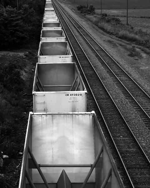 Boxcars on the rails