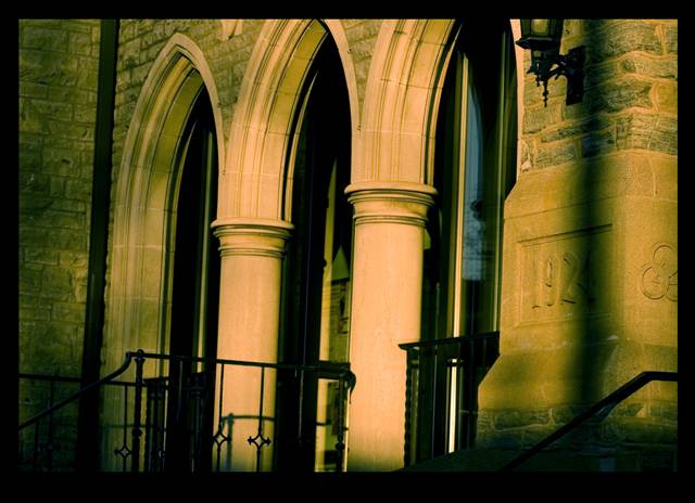 Stone arches in golden light