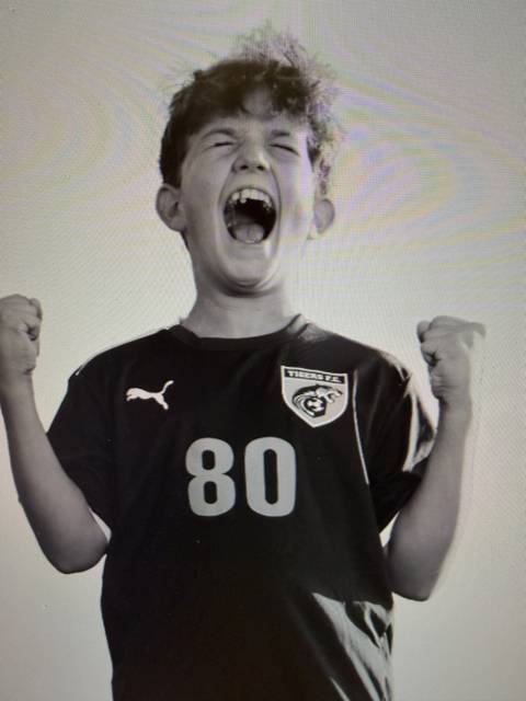 Carter celebrating, black and white