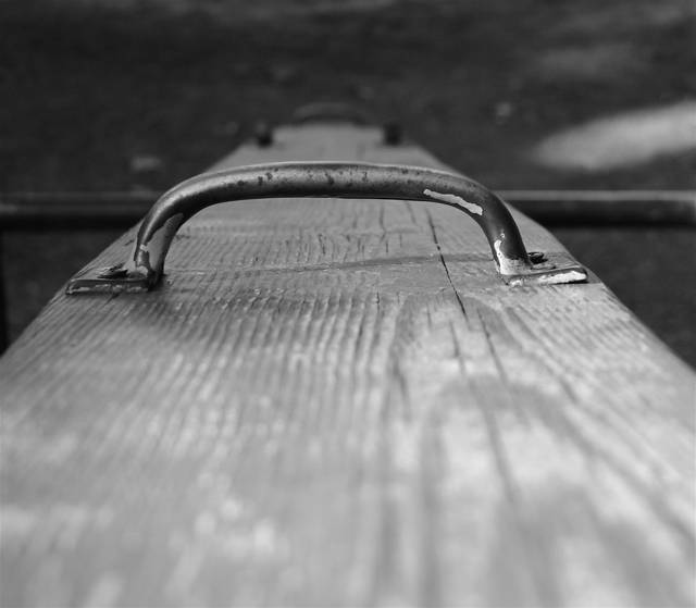 Weathered see-saw plank, black and white