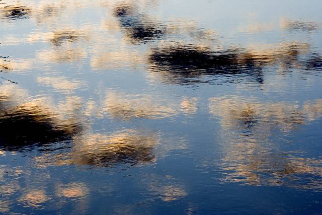 Clouds reflected in still water